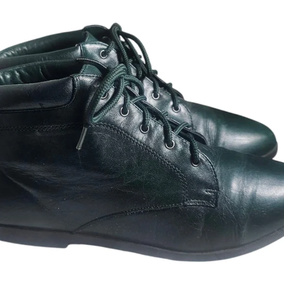 Danexx Green Leather Lace-Up Flat Ankle Boots Size 8.5 D Austin 4 - Picture 5 of 9